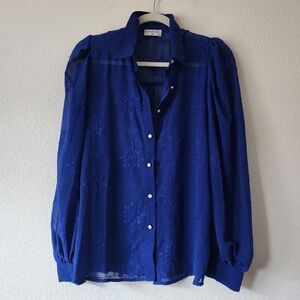Seven Wonders The Label Blue Sheer Blouse M